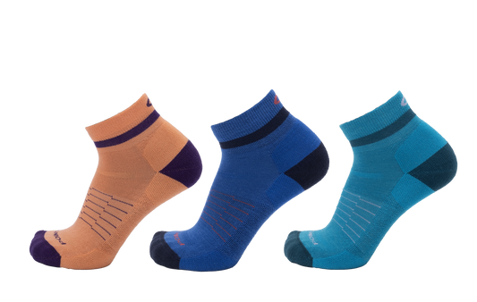 Color Block Extra Light 1/4 Crew 3-Pack : Apricot - Classic Blue - Caribbean