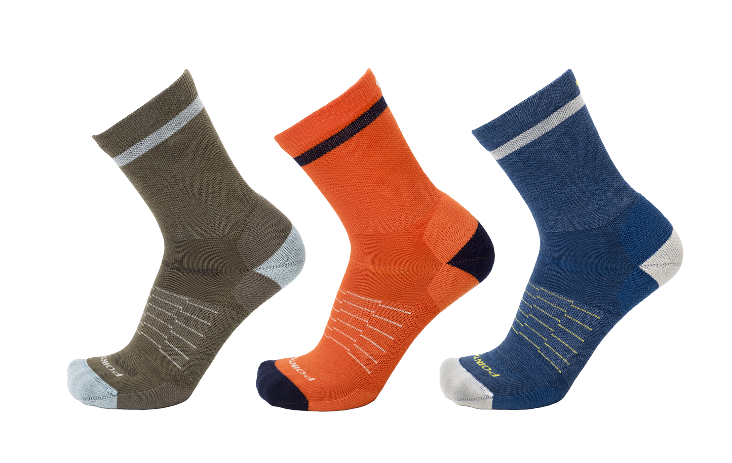 Color Block Extra Light 3/4 Crew 3-Pack : Orange - Oxford - Olive Drab