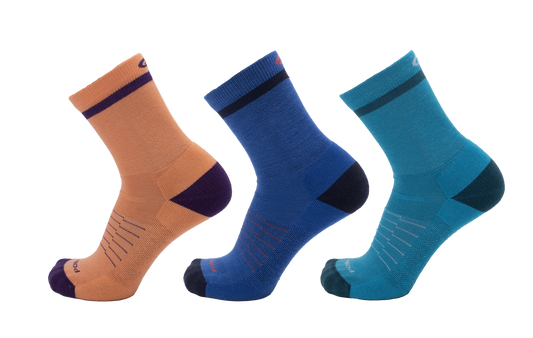 Color Block Extra Light 3/4 Crew 3-Pack  Apricot - Classic Blue - Caribbean