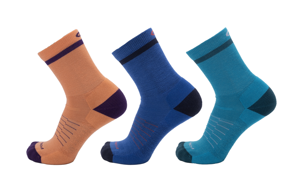 Color Block Extra Light 3/4 Crew 3-Pack  Apricot - Classic Blue - Caribbean