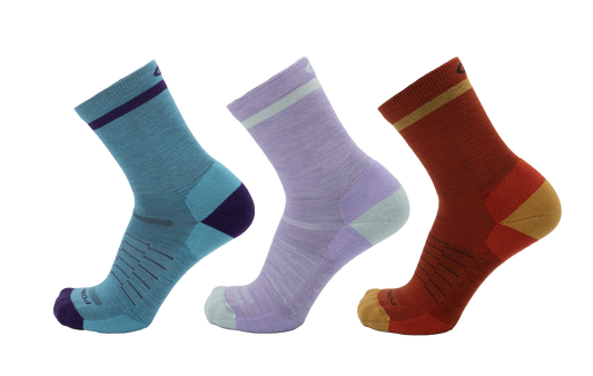 Color Block Extra Light 3/4 Crew 3-Pack  Robin's Egg - Lavender - Brick